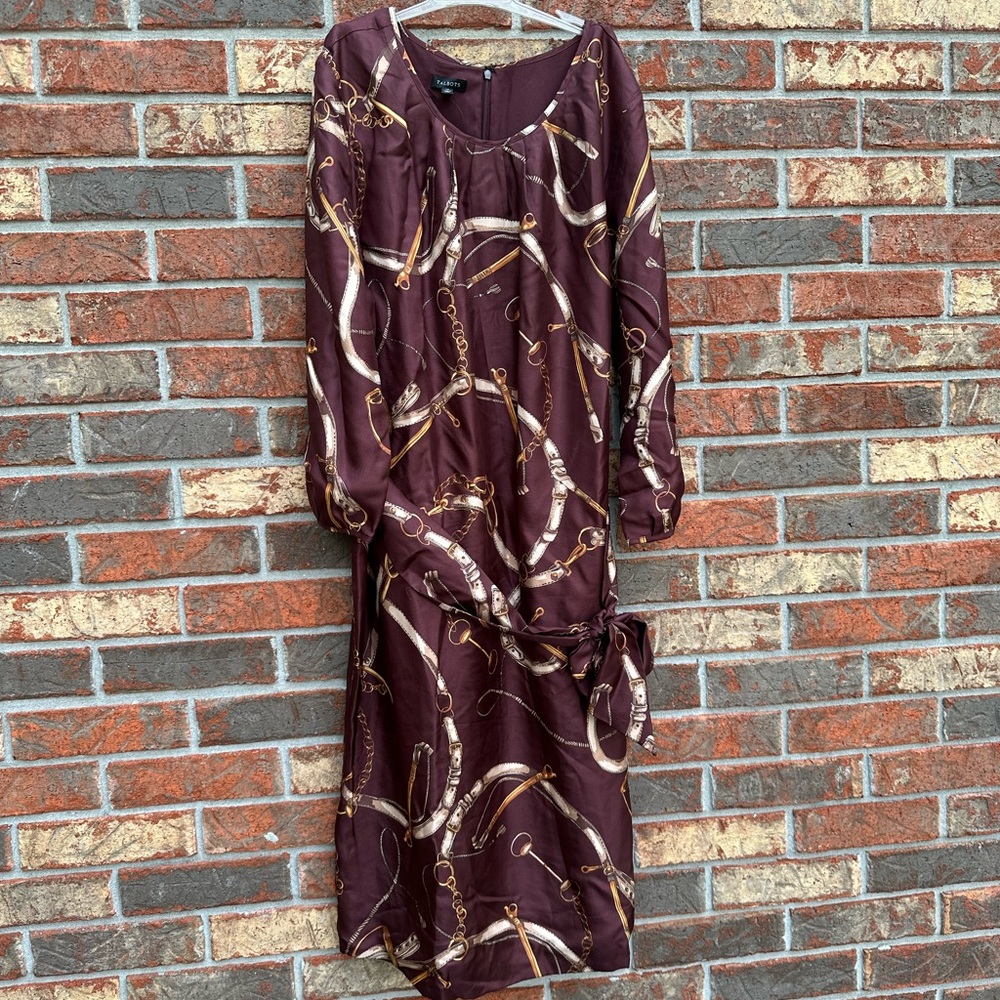 Talbots silky horse themed dress - silky never worn size 14